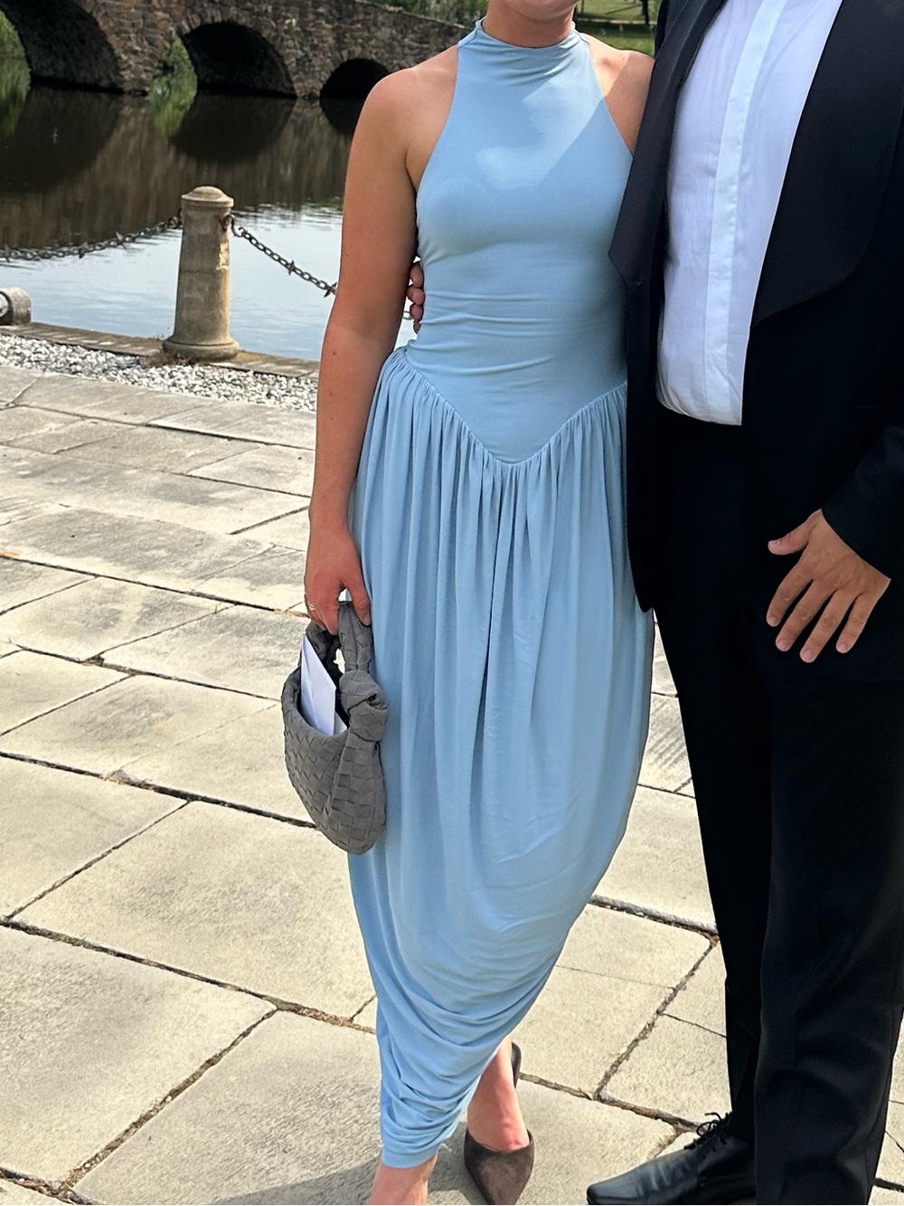 Light Blue Halter Maxi Dress - Elegant Women's Evening Dress